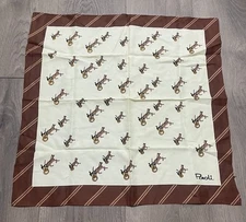 Vintage Paoli Design Neck Head Scarf 100% Acetate Made In Japan Horse Equestrian