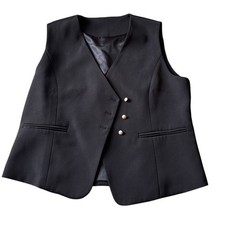 Black Tailored Vest Size Medium Button Front - NWOT