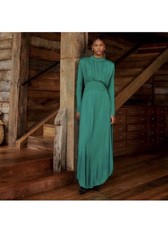 NWT $250 FARM Rio Mock Neck Long Sleeve Maxi Dress in EMERALD, size Small!