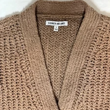 Elizabeth and James Women's beige girl brown grandma cardigan sweater