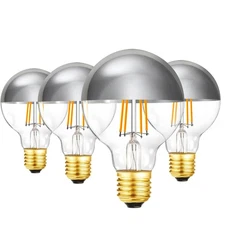 Dimmable Half Chrome Light Bulb, 6W (60W Eqv.), Anti Glare LED Light Bulbs, E...