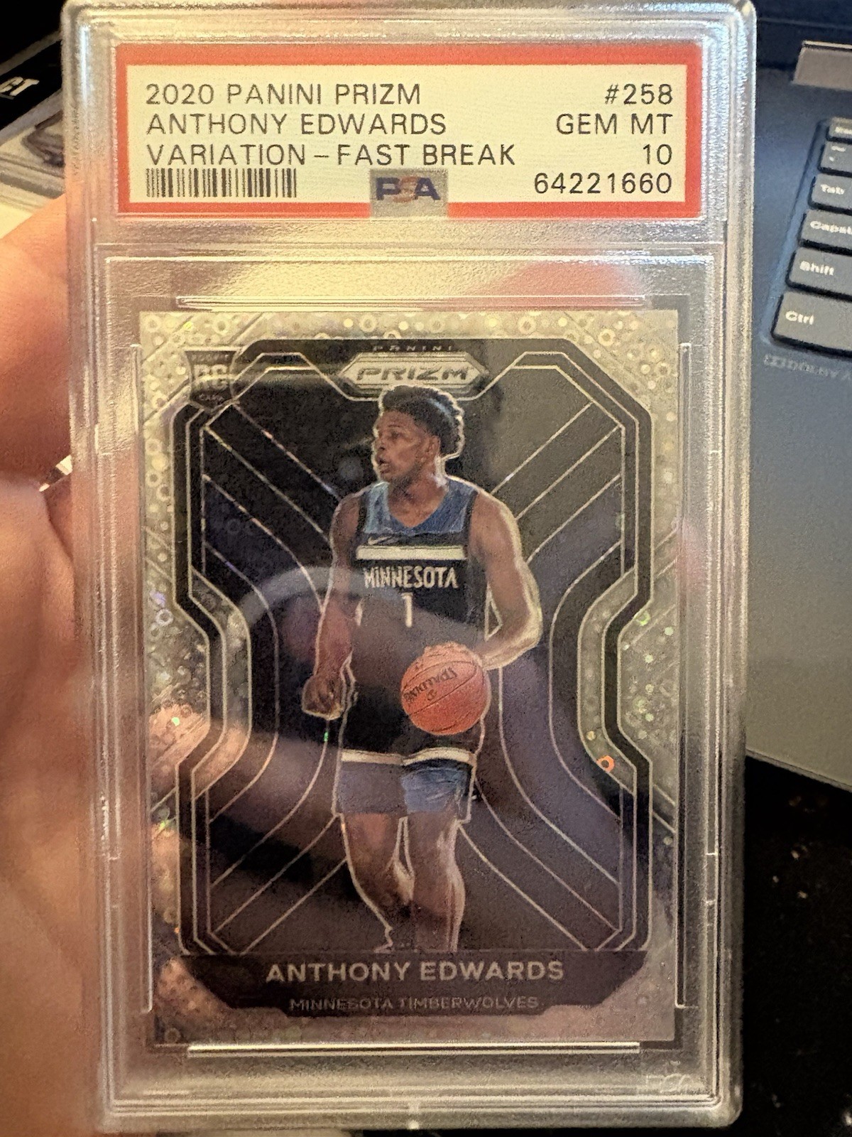 Panini Prizm 2020-21 Anthony Edwards #258 Rookie Variation Fast Break PSA 10