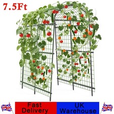 7.5 Ft Tall Metal Garden Arch Trellis w/Netting Outdoor Wedding Party Decoration