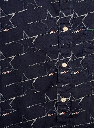 Vintage 2000 Tommy Hilfiger Men's Med Button Up Shirt Short Sleeve Collar Logo - Picture 4 of 9