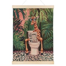 Funny Bathroom Poster Hanger Frame - Giraffe Tropical Wall Art with Wooden Po...