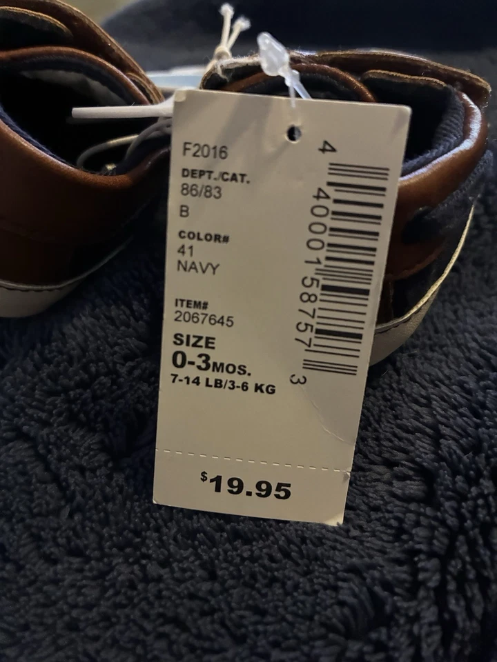 The Children’s Place 0-3M Bebé Niño Estilo Mocasín Cuna Zapatos Azul Marino Marrón Nuevos con Etiquetas Foto 4 de 4