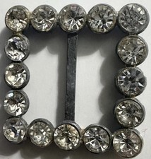 Vintage Art Deco Square Rhinestone Belt Buckle Scarf Sash Slide Clear Glass
