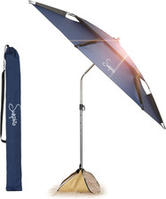 Ombrellone Da Spiaggia 220 Cm Antivento Resistente, Ombrello Mare Portatile Gran