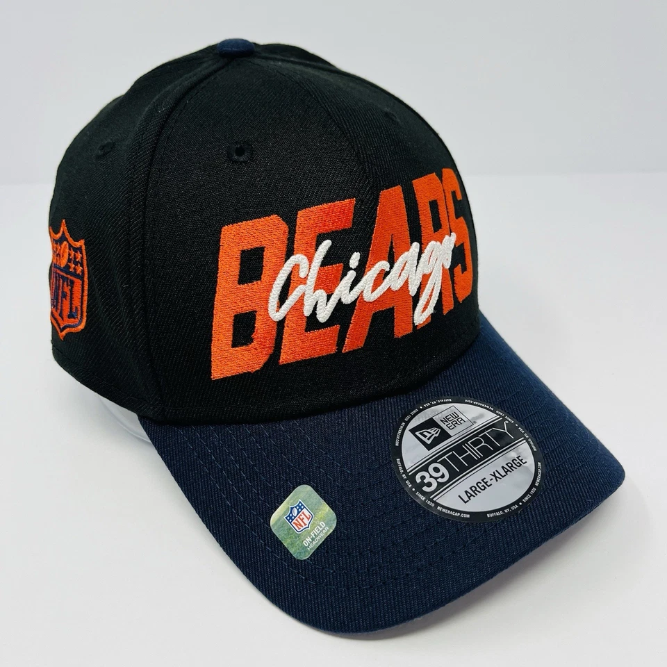 Gorra New Era 39THIRTY NFL Chicago Bears negra/azul ajustada para hombre talla L/XL Foto 3 de 4