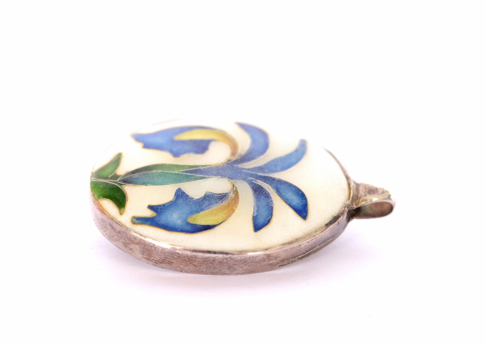 Vintage Solid Silver Hand-painted Enamel Floral P… - image 2