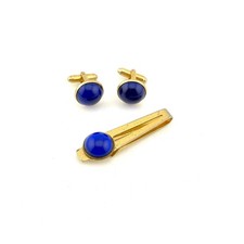 Vintage Anson Blue Gold Cufflinks Cuff Link L...