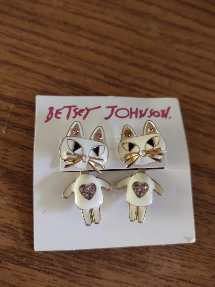 Pendientes Betsey Johnson de estrás de excelente calidad para gato Foto 2 de 4