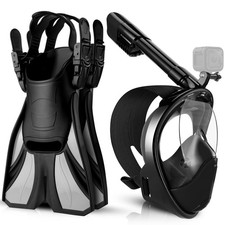 Snorkeling Packages, Full Face Snorkel for Adults  Youth with Mount, Adjusta...