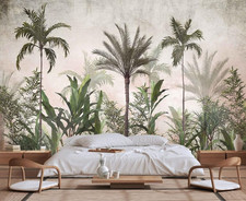 Lush Tropical Greenery Wall Mural - Stunning Sofa  TV Backdrop Decor