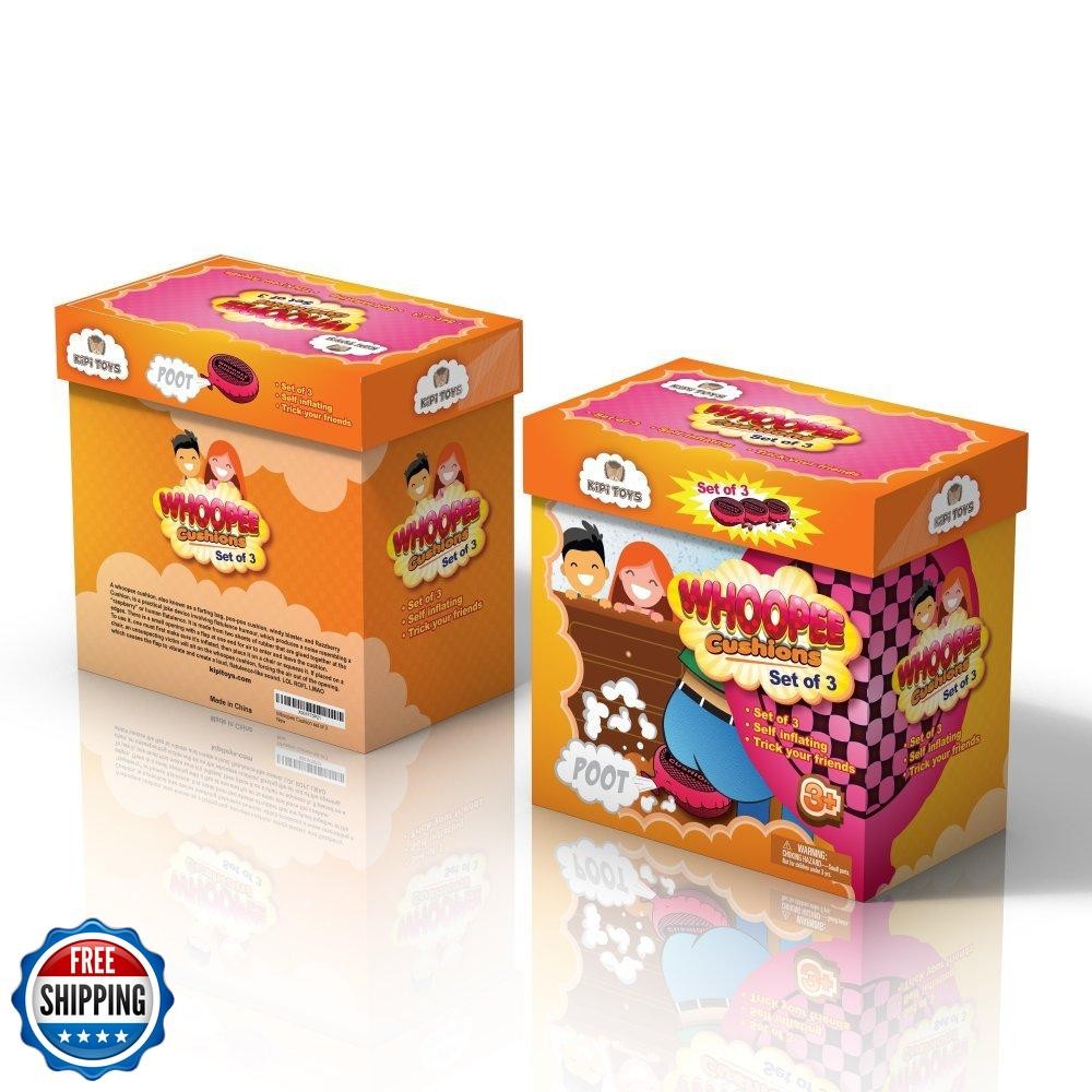 Whoopee Cushion Self Inflated 7" Set of 3 Gift Box Fart Prank Gag