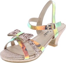 Link Smart-79K Girl's Glitter Bow Strap Buckle Platform Wrapped Heel Sandals