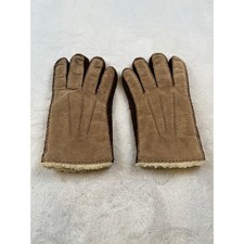 Mens Genuine Suede Sheepskin Lined Winter Gloves Warm Tan Brown Size Medium
