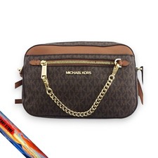 Borsa a tracolla firmata Michael Kors MK JET SET marrone beige