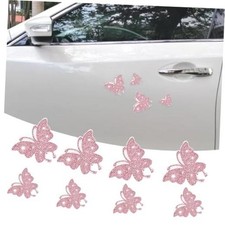 8PCS Glitter Crystal Butterfly Car Decals, Auto Decoration Rhinestone Pink