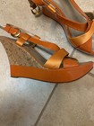 Via Spiga Size 9 Wedge Designer Sandals Orange Leather — photo 4