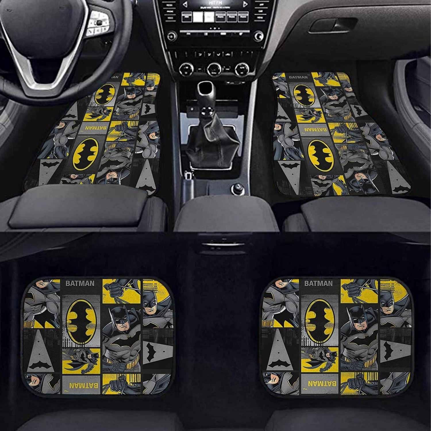 Batman Car Floor Mats - DC Comics Auto Accessories - Dark Knight Superhero Gift