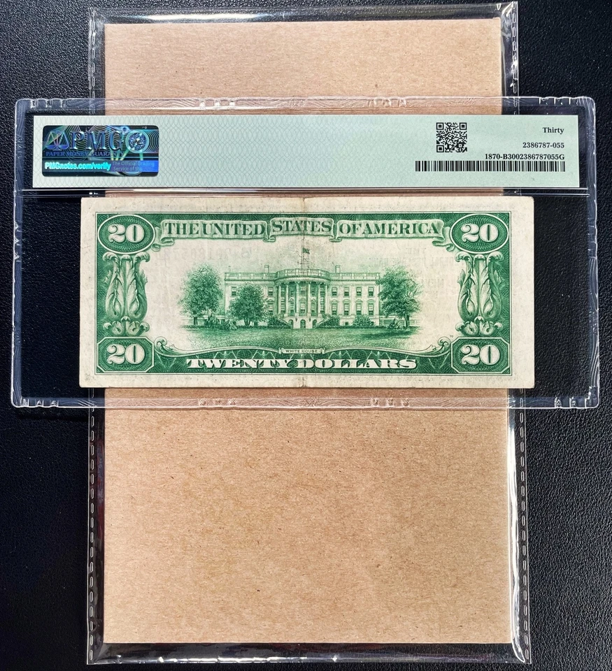 Fr. 1870-B 1929 $20 Federal Reserve Bank Note NEW YORK PMG 30 - VF - Image 2 of 2