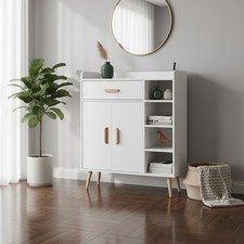 Mobile Soggiorno Moderno Legno di Pino Bianco 80x29.5x96 cm DecHome