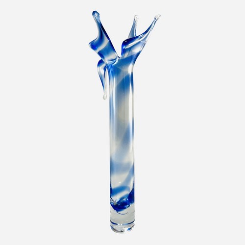 Paula Lomelino Vetricor Portugal Hand Blown Cobalt Blue Swirl Glass Bud Vase - Picture 3 of 11
