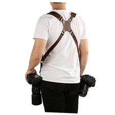 Double Camera Strap,Camera Shoulder Strap for Two Cameras,Adjustable Leather