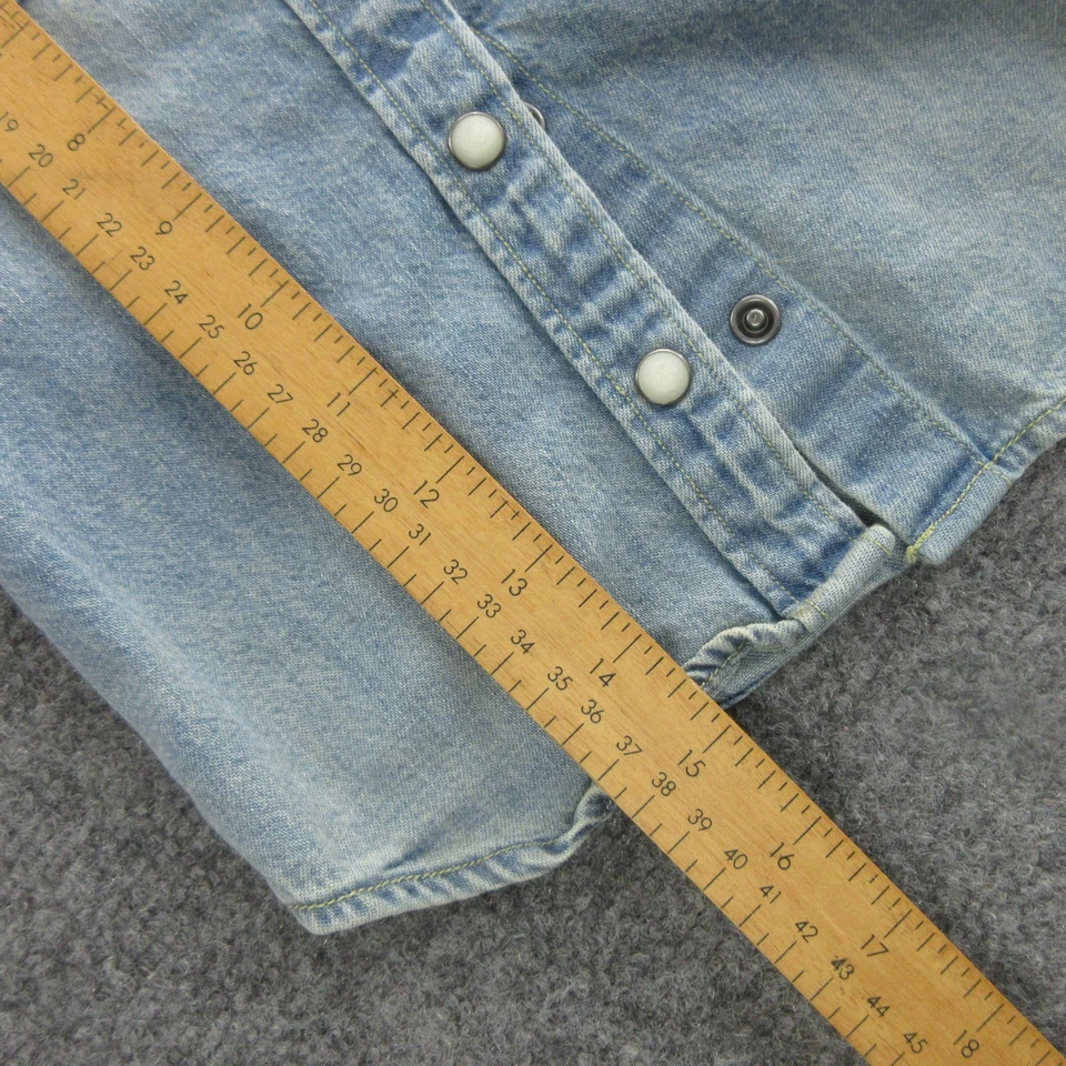 Polo Ralph Lauren Shirt Girls 3T Light Wash Denim Western Snap Front Cotton - Image 4 of 4