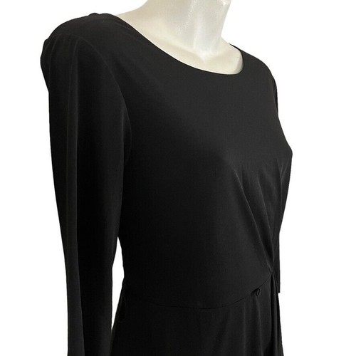 Ab Studio Womens Black Jersey Knit Ruched Whimsigoth Cocktail Party Dress sz 6 - Picture 2 of 16