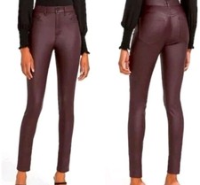 EXPRESS Women's Faux Leather Skinny Pant Sz 10 High-Rise, Plum, Stretch - MINT