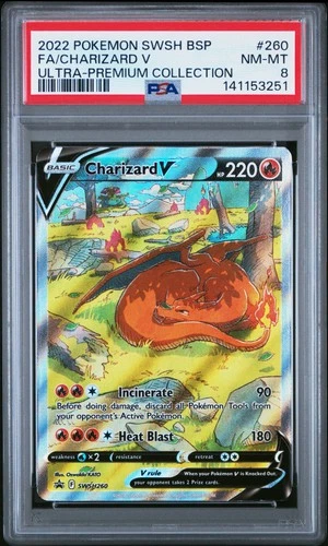 2022 POKEMON SWSH BLACK STAR PROMO #260 FULL ART/CHARIZARD V PSA 8