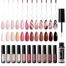 Gel Nail Polish Liner Nail Art 12 Colors 8Ml UV Lamp Soak-Off Polishes Pigmented