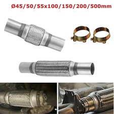 Edelstahl Flexrohr Auspuffrohr Flexstück Ø45 / 50 / 55 mm x 200 / 100 / 150 mm