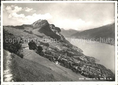 Amden Walensee SG Panorama mit Leistkamm und Walensee