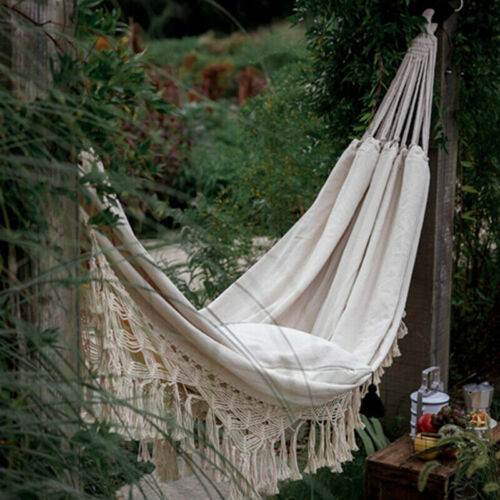 Boho Hammock Large Double Deluxe Hammock Swing Bed with Carry Bag for Outdoor - Picture 4 of 11