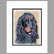 Gordon Setter Dog Original Art Print 8x10 Matted to 11x14