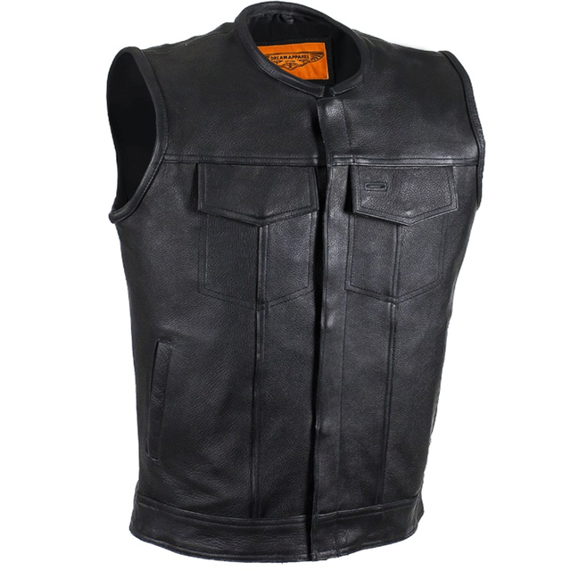 Mens Motorcycle Genuine Leather Club Vest SOA Outlaw Biker Concealed Carry Black eBay