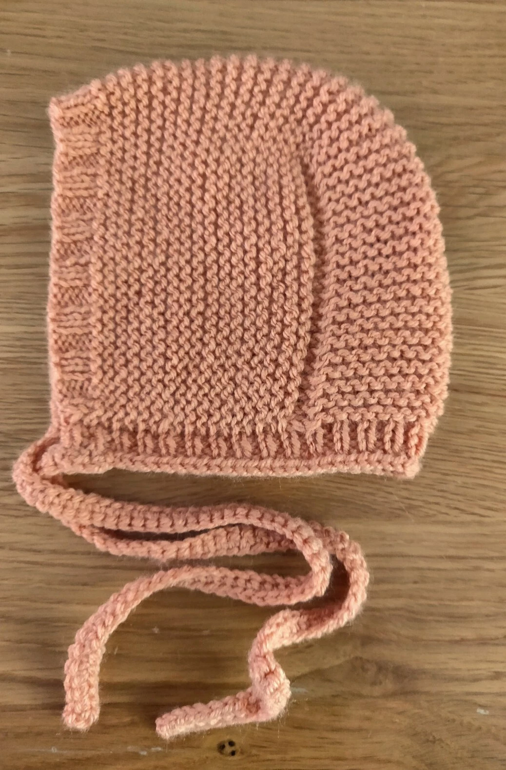 New Handmade knitted Baby Bonnet Terracottby Maya's Knits, hat - 9 to 12 months