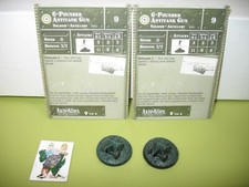  Axis  Allies Miniatures BASE SET 6-Pounder Antitank Gun 2 PIECES w cards 7/48 