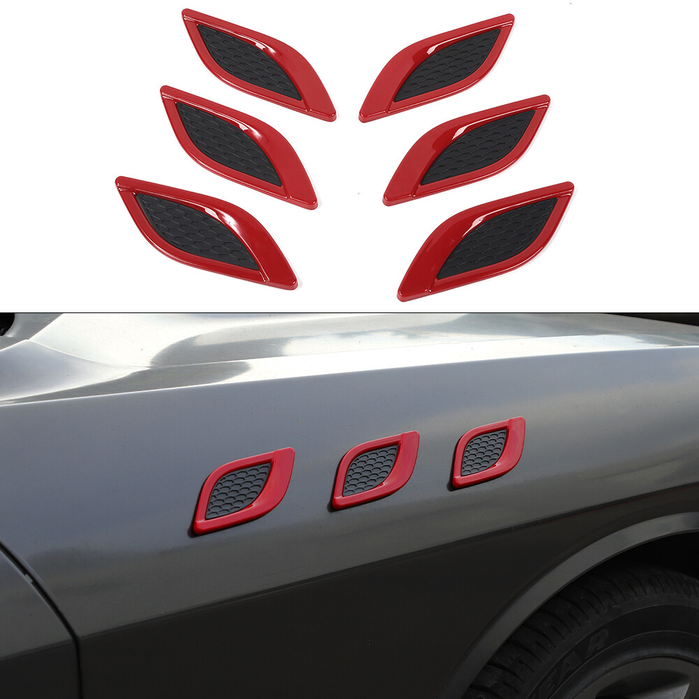 Red Front Hood Fender Air Vent outlet trim cover Bezel Accessories For Universal