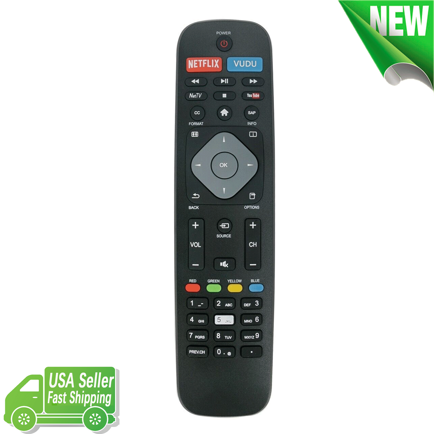New NH503UP Replacement Remote Control for Philips TV 49PFL4909/F7 65PFL5903/F7