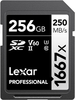 Lexar 256GB Professional 1667x SDXC Memory Card, UHS-II, C10, U3, V60, Full-HD &