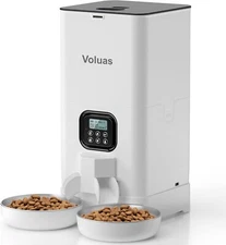 Voluas Automatic Cat Feeders for Two Cats, Double Pet Feeder with 2 Stainless St