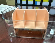 LETURE Clear Desk Organizer with drawer, Acrylic Markers ‎3.5"D x 7.4"W x 3.3"H