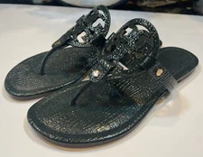 Tory Burch Miller Jitney Green Shrunken Sheepskin Patent Leather Sandals 8 1/2 M