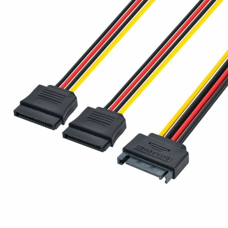 SATA Power SATA 15pin hard disk Power Male to 2 Female Splitter extension Cord - Image 2 of 4