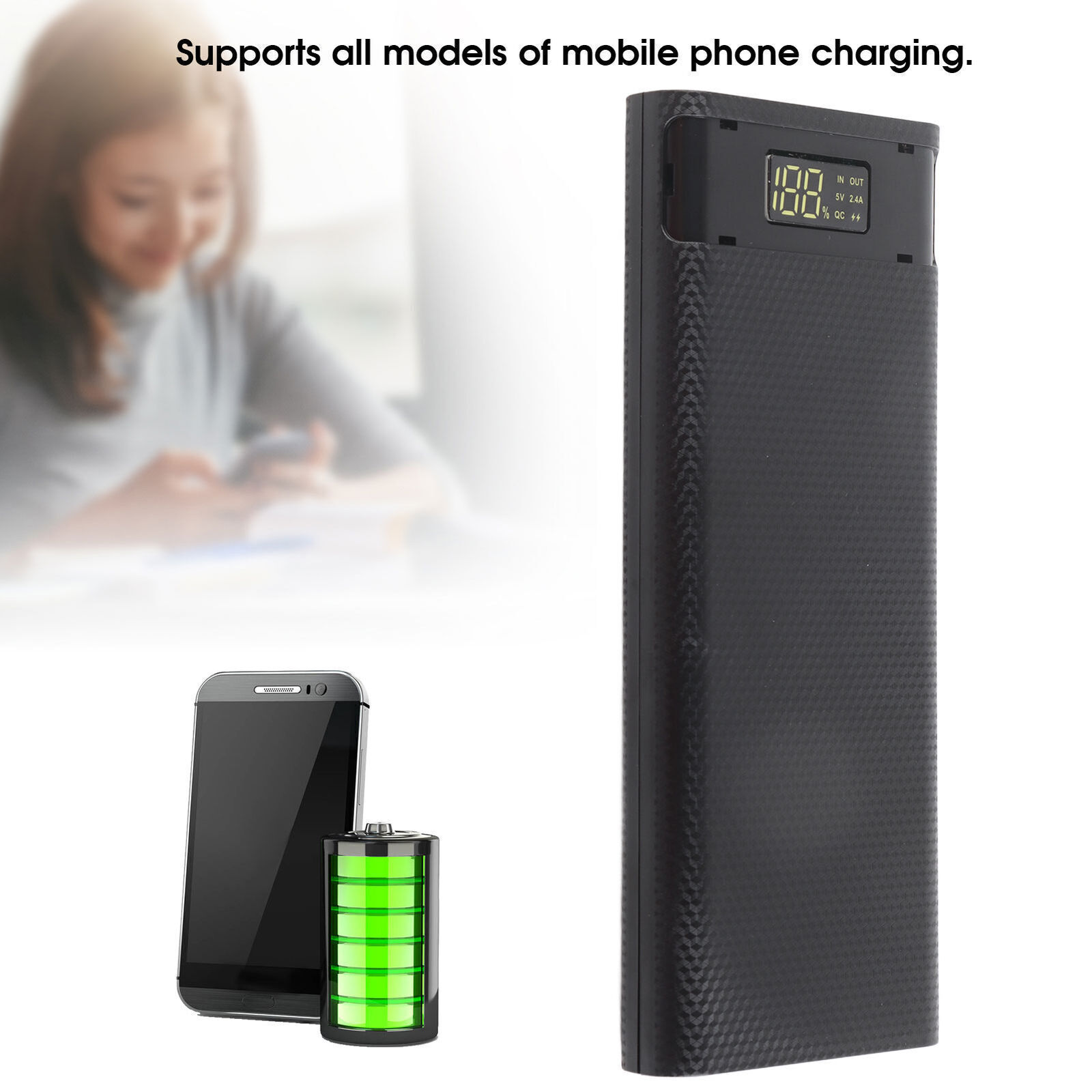 8x Power Bank DIY Kit with Quick Charge and USB Ports  