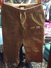 Brown Cargo Pants Zipper Pockets Drawstring Elastic 1955 Vintage Size 9